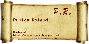 Pupics Roland névjegykártya